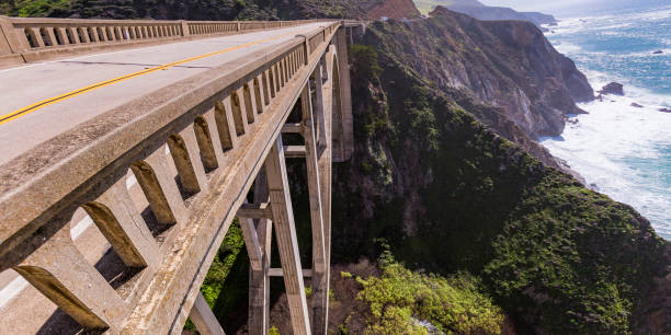 istock Bixby Bridge on rocky mountain with view of ocean 1037101662