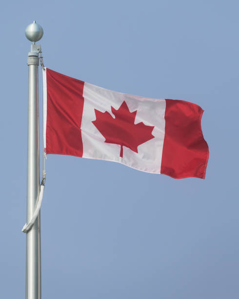 istock Canadian flag blowing in the wind 1037112932