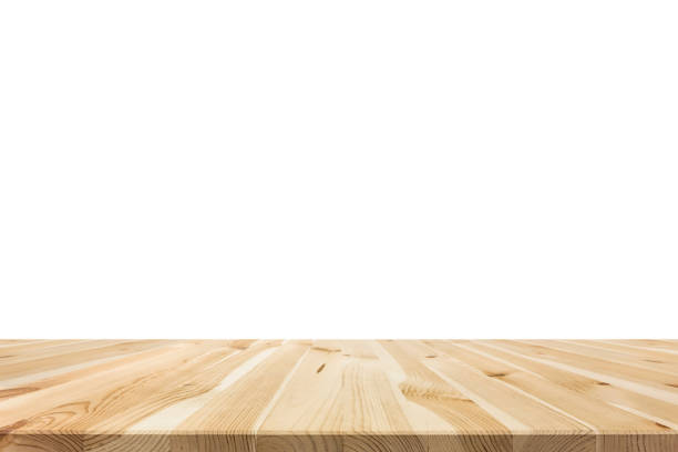 istock Wood table top on white background 1037155618