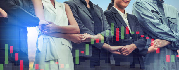 istock Double exposure business people holding hands. 1037188526