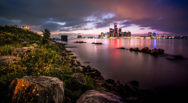 istock Detroit Skyline - Long Exposure at Dusk 1037211274