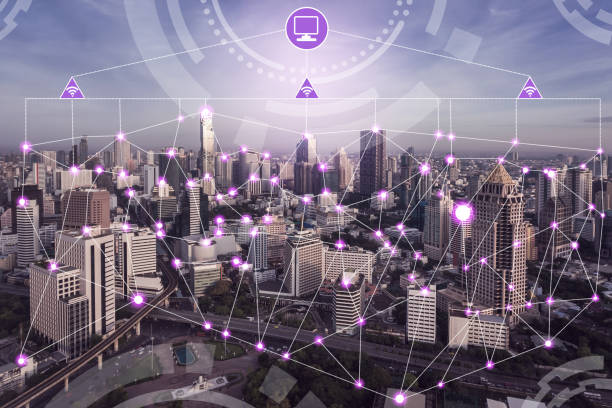istock Smart city wireless network. Internet of things. 1037211484