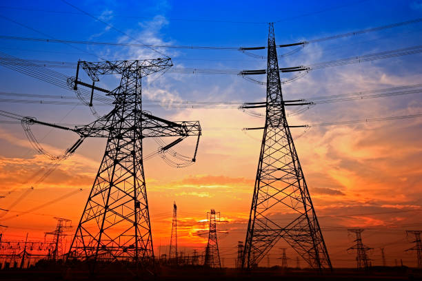 istock Electric tower, silhouette at sunset 1037216038