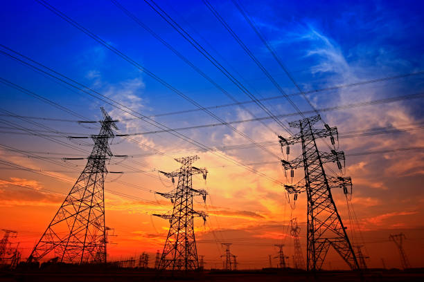 istock Electric tower, silhouette at sunset 1037216124