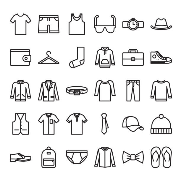 männer-mode-gliederung-icon-set - underwear men shorts isolated stock-grafiken, -clipart, -cartoons und -symbole