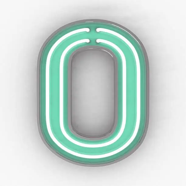 neon sign number 0 3d render