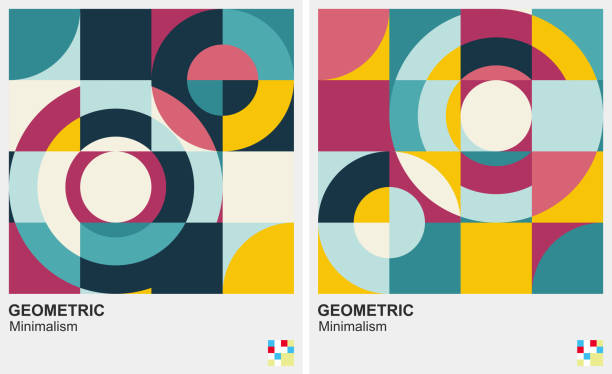 tło minimalizmu wzorca koła - mirrored pattern stock illustrations