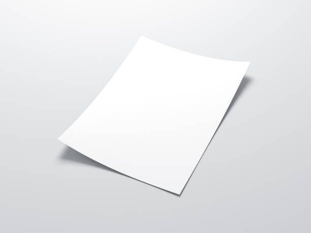 feuille de papier vertical blanc maquette - textured folded white page photos et images de collection