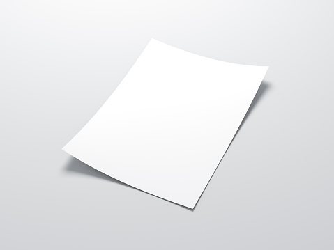 White vertical paper sheet Mockup, 3d rendering