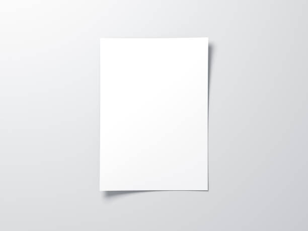 white vertical paper sheet mockup, letter or invitation - poster imagens e fotografias de stock