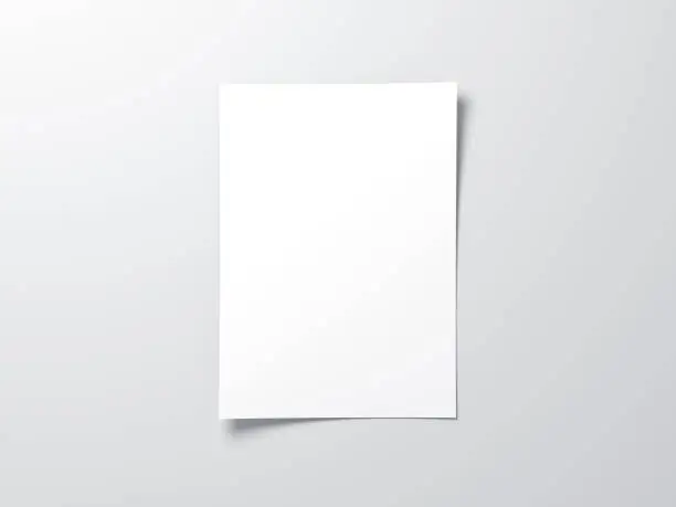 White vertical paper sheet Mockup, letter or invitation, 3d rendering