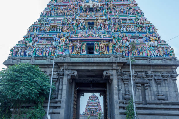istock Hindu god and goddess sculptures on temple tower 1037283944
