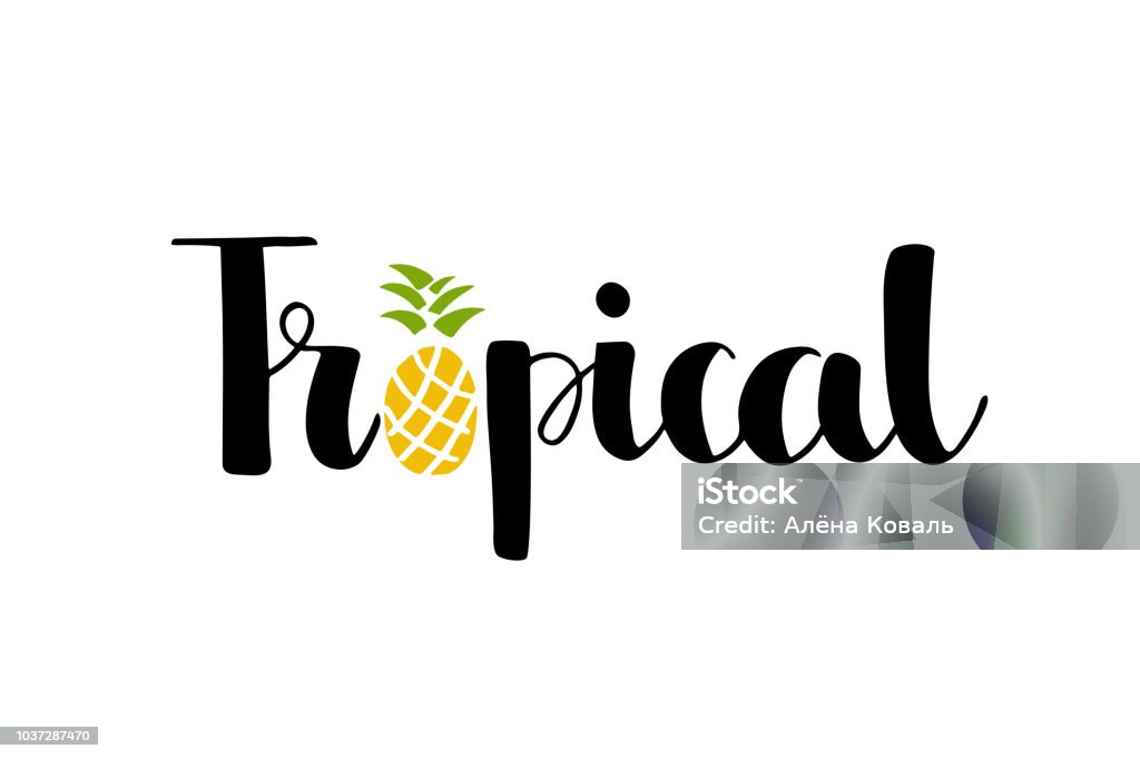 Tropical R Lettering Tropical Lettering Typography Stock Illustration - Download Image Now ...