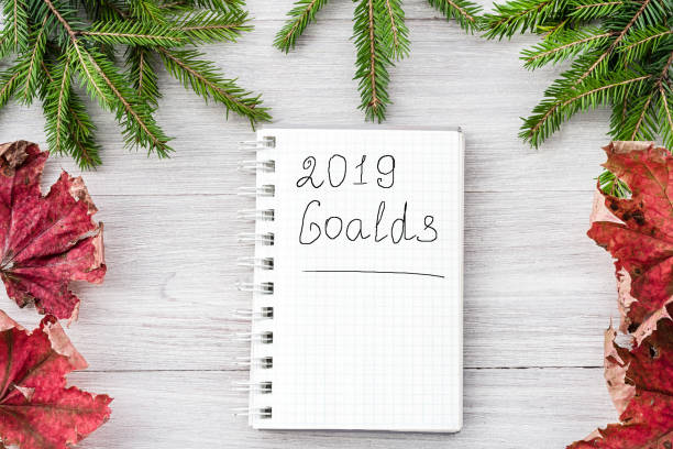 istock Christmas composition on a wooden background 1037300242