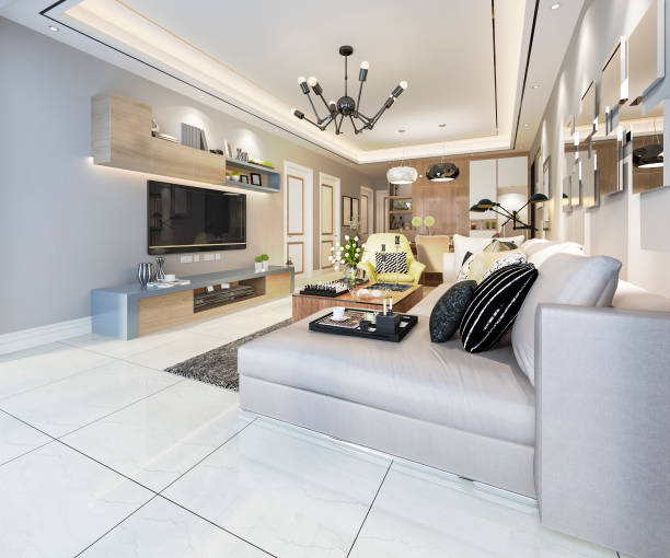 istock 3d rendering modern dining room and living room with luxury decor 1037314006