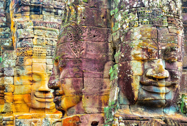 świątynia bayon,kambodża - wat angkor thom zdjęcia i obrazy z banku zdjęć