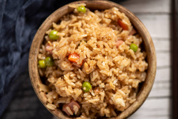 istock Chinese fried rice in a boxwood bowl 1037361188
