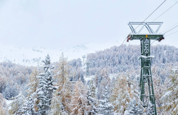 Mount Pila Ski Station at Aosta Valley, Italy, European Alps Mount Pila Ski Station at Aosta Valley, Italy, European Alps pila stock pictures, royalty-free photos & images