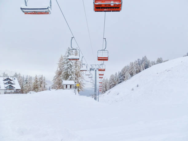 Mount Pila Ski Station at Aosta Valley, Italy, European Alps Mount Pila Ski Station at Aosta Valley, Italy, European Alps pila stock pictures, royalty-free photos & images