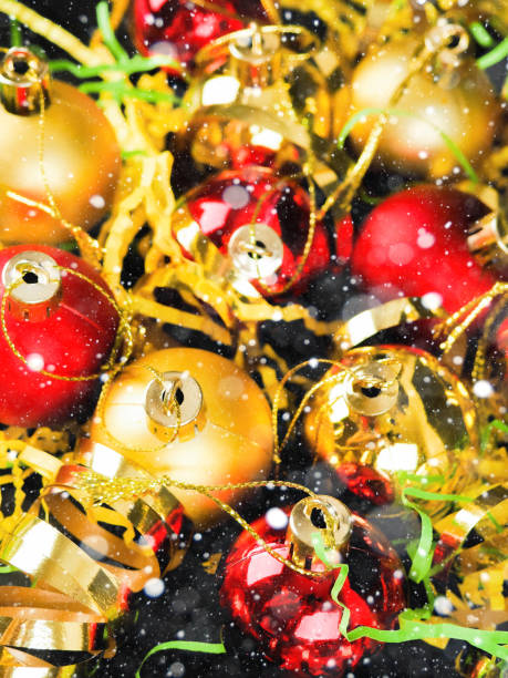 istock Closeup of Christmas tree balls decorations, pattern abstract. 1037391352