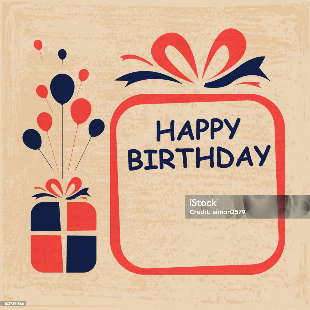 Happy birthday to you greeting card design Vector of Happy birthday to you greeting card design set with grunge textured effect. EPS Ai 10 file format. Gift stock vector