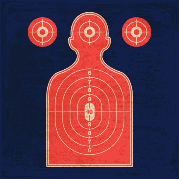 ilustraciones, imágenes clip art, dibujos animados e iconos de stock de silueta tiro gama pistola blanco - target shooting