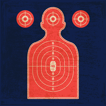 Vector of silhouette shooting range human shooting target with grunge texture. EPS Ai10 file format.