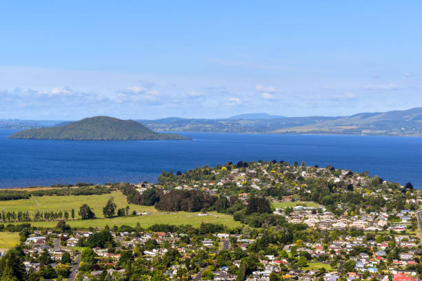 View of the city by the sea View of the city by the sea rotorua luge stock pictures, royalty-free photos & images