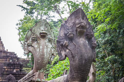 Naga Head or big snake carve at Phanom Rung Historical Park built by rock at Phanom Rung mountain buriram province, Attractions in Thailand