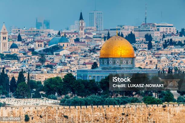 Nice Panorama Of The City Of Jerusalem Stock Photo - Download Image Now - Jerusalem, Dome Of The Rock, Israel