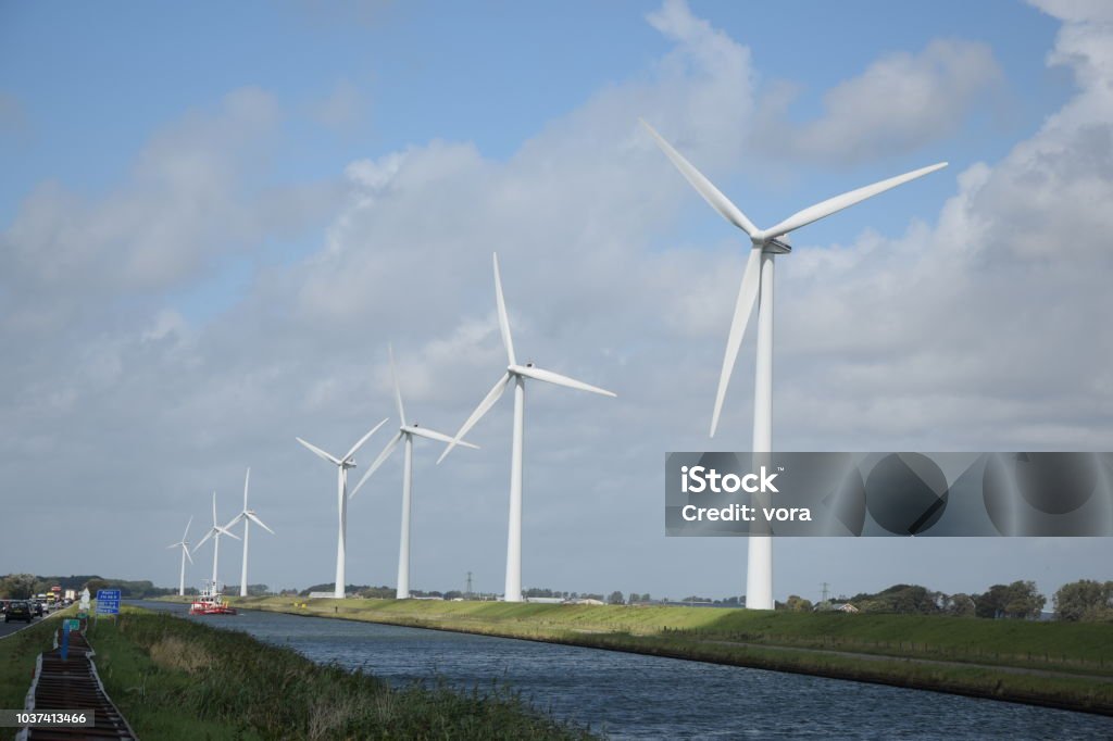 Wind turbines in Holland Alkmaar Stock Photo