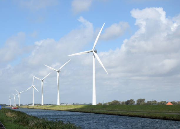 Wind turbines in Holland Wind turbines in Holland kanal stock pictures, royalty-free photos & images