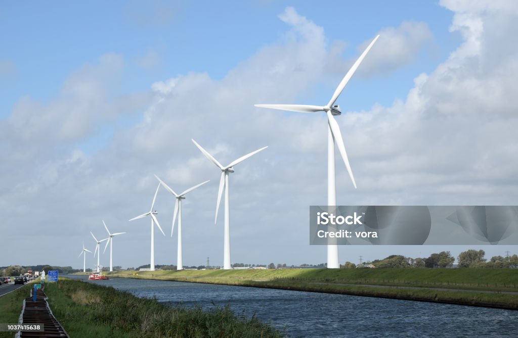 Wind turbines in Holland Alkmaar Stock Photo