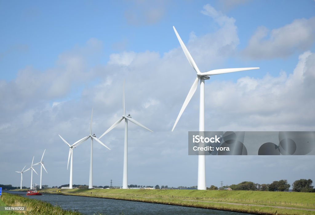Wind turbines in Holland Wind Turbine Stock Photo