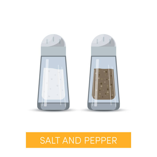 illustrazioni stock, clip art, cartoni animati e icone di tendenza di icone vettoriali sale e pepe - salt shaker salt pepper shaker pepper