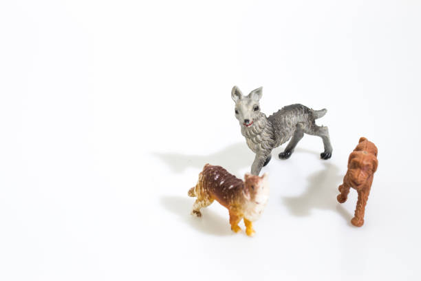 istock Christmas objects, plastic animals dogs for nativity diorama isolated in a white background composition 1037437196