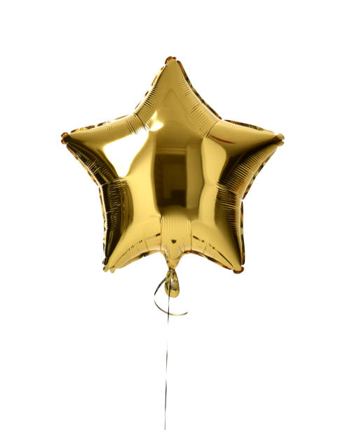 istock Single big gold star balloon object for birthday  party 1037441200