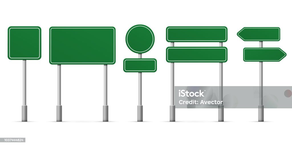Road green signs. Vector blank isolated icons template Road Sign stock vector