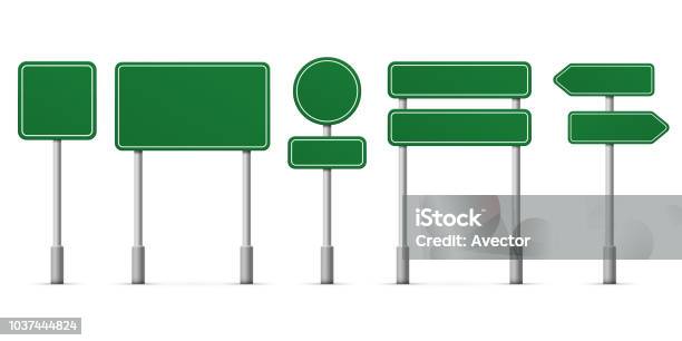 Road Green Signs Vector Blank Isolated Icons Template Stock Illustration - Download Image Now