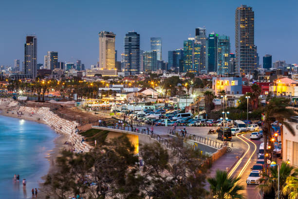 beautiful view of the tel aviv. - tel aviv imagens e fotografias de stock