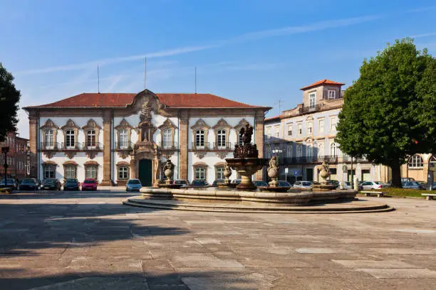 Braga, Portugal. Braga City Hall building. One of the best examples of Baroque architecture in the Iberian Peninsula. 18th century.