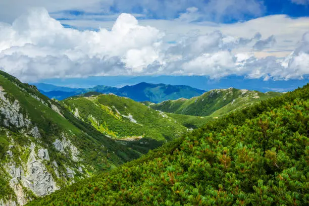 Beautiful landscape in the mountains of Central Alps, Japan.