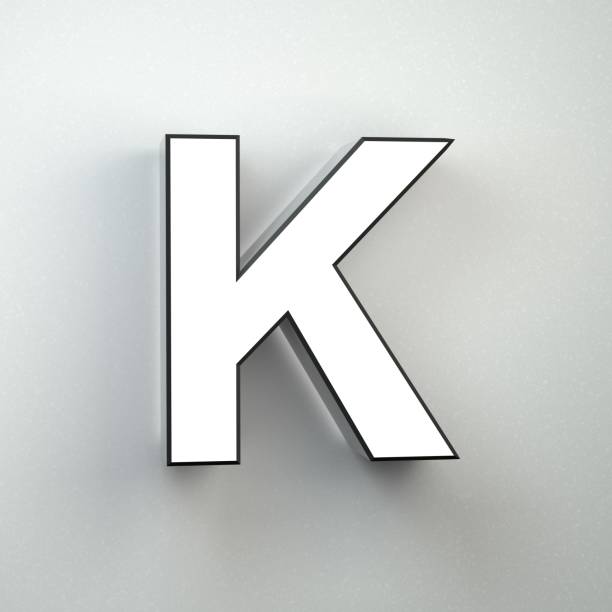 istock Wall sign letter K uppercase neon font isolated on white wall. 1037468496