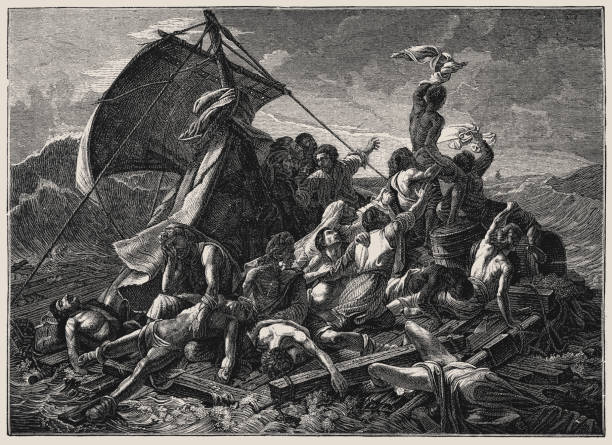 tratwa meduzy, przez théodore géricault - medusa stan nowy jork ilustracje stock illustrations