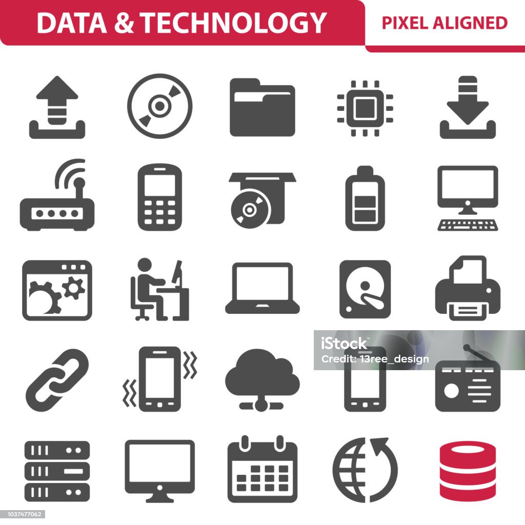 Data & Technology Icons Professional, pixel perfect icons, EPS 10 format. Desktop PC stock vector