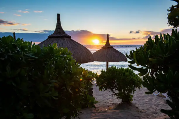 Sunrise on the eastern coast of Mauritius at Poste Lafayette.