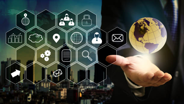istock Businessman programing and control with virtual board floating in the air 1037483102