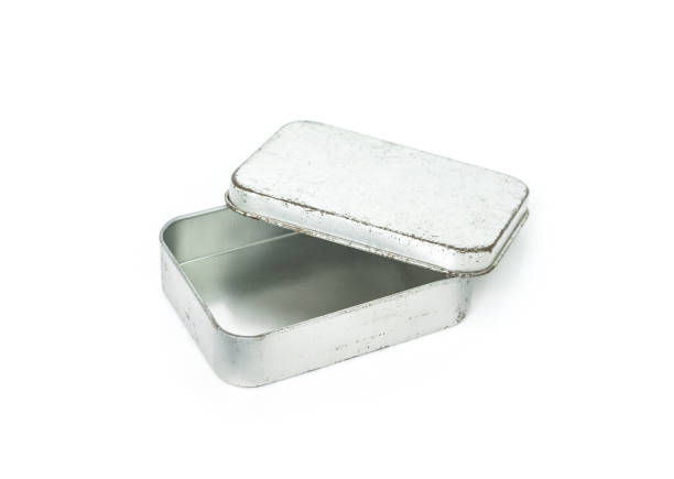 istock gray silver or steel box old open cover on white background. 1037484706