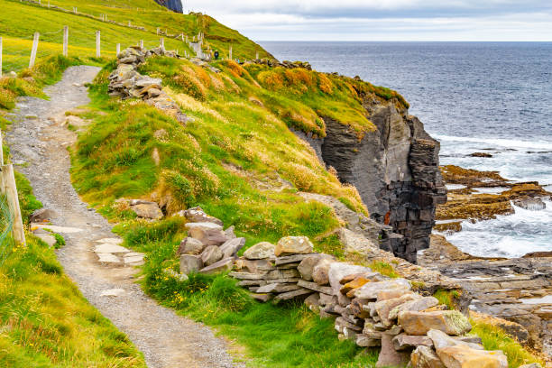 istock Cliffs of Moher trail with rocks and ocean 1037494068
