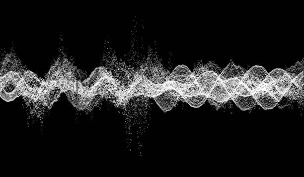 illustrations, cliparts, dessins animés et icônes de ondes sonores. effet dynamique. illustration vectorielle avec particule. surface de la grille 3d. - sine wave oscillation energy sound